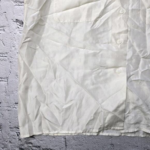 Vintage Backroad Blues 100% Silk Cream Button Up Sleeveless Blouse Size Large - Picture 5 of 10